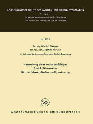 cover image of Herstellung eines reaktionsfähigen Steinkohlenkokses für die Schwefelkohlenstoffgewinnung